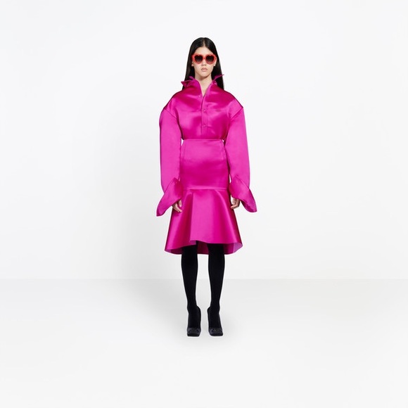 Balenciaga SS19 Pink Silk Godet Peplum Runway Skirt - Picture 7 of 13